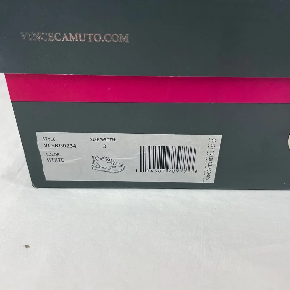 Vince Camuto Girls Sneaker White Pink Low Top Athletic Shoe Size 3